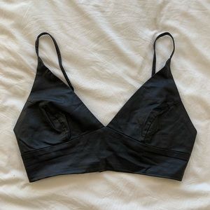 FOREVER 21 Black Faux Leather Crop Top size S